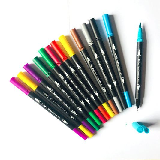 120-Color Dual Tip Brush & Fineliner Watercolor Pen Set