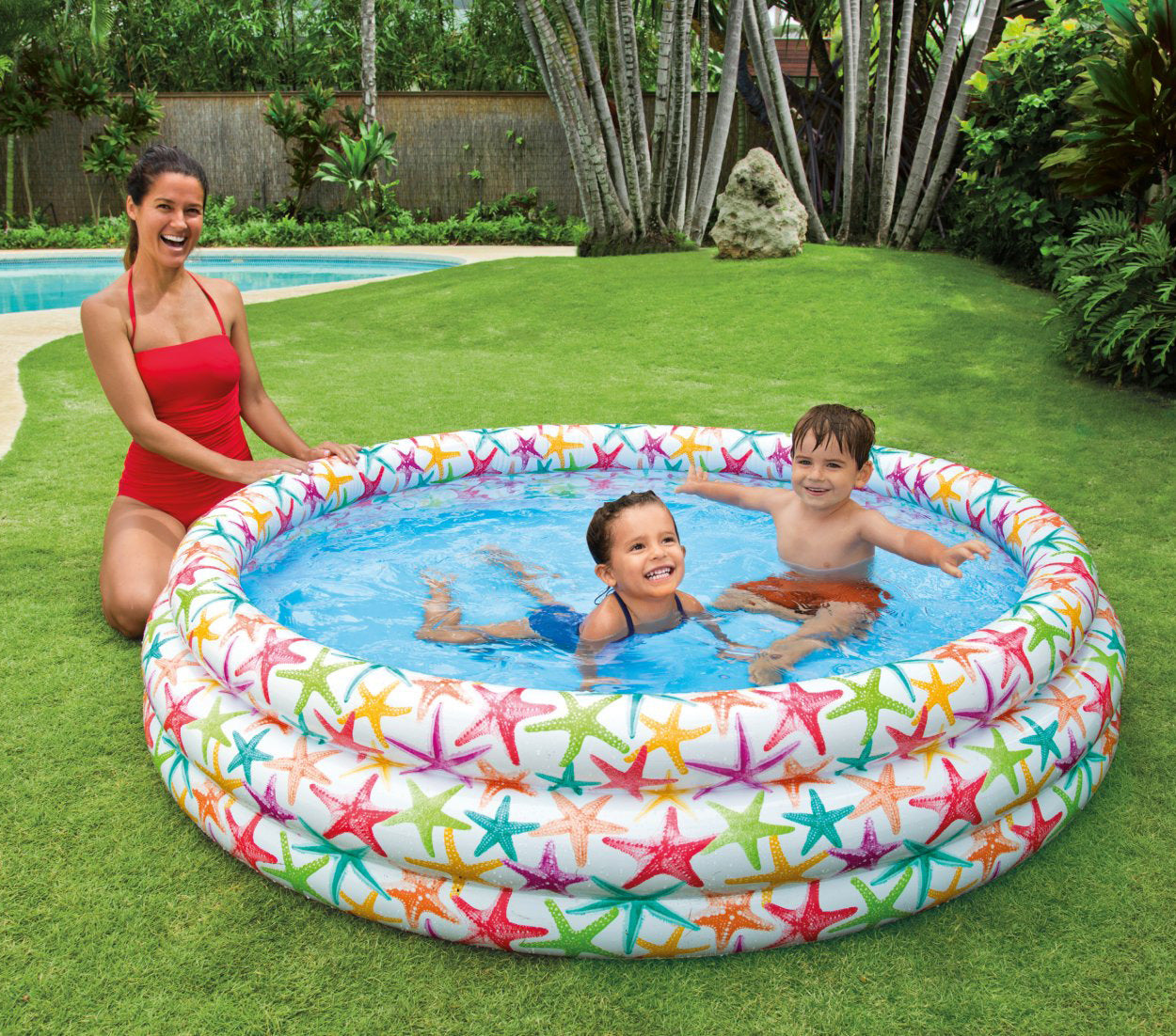 Round Inflatable Baby Pool 168×38 cm (Starfish Print)