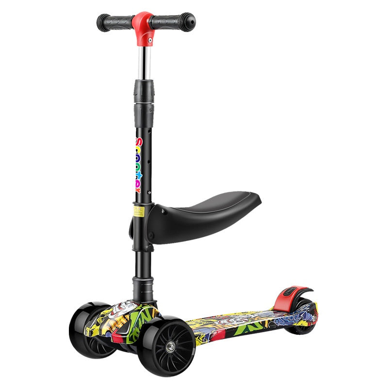 Kids 3-in-1 Foldable Scooter with Seat & LED Wheels (2–12 Years)