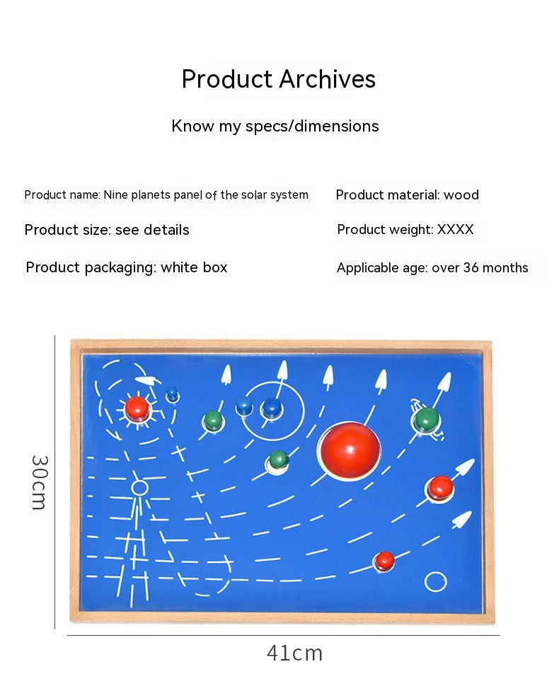 Montessori Solar System Wooden Board for Kids – 9 Planets or 8 Planets