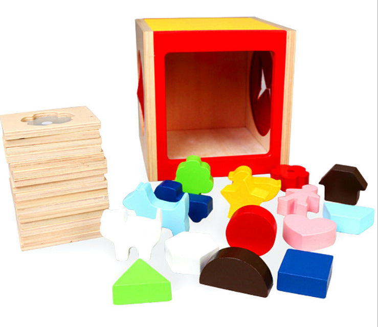 Wooden Tactile Training Box – Touch & Guess Shape Game