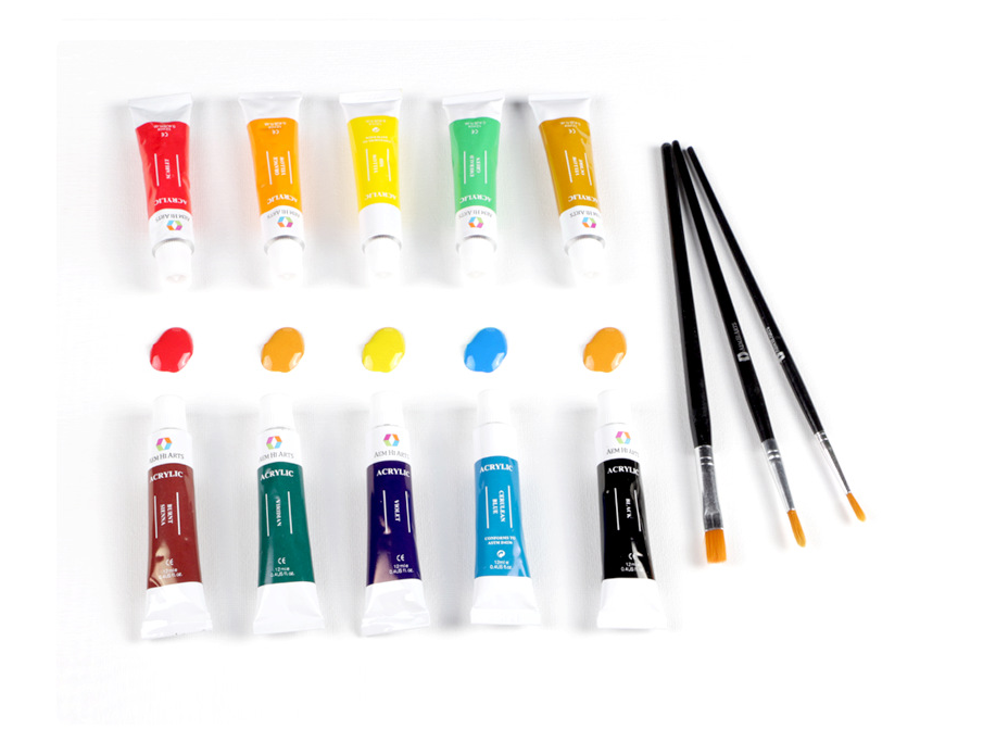 Acrylic Paint Set 24 Colors 12ml with Palette, Brushes & Board
