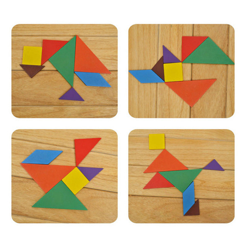 Colorful Wooden Tangram Puzzle for Kids | 7-Piece Brain Teaser