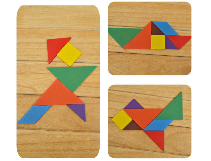 Colorful Wooden Tangram Puzzle for Kids | 7-Piece Brain Teaser