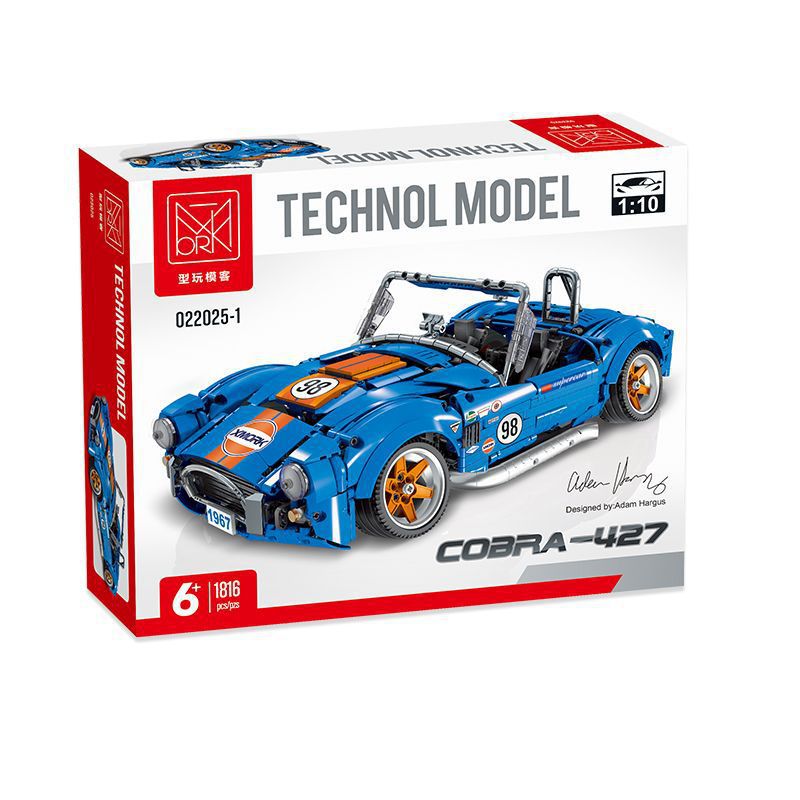 Blue Roadster 427-Style Brick Model with Side Pipes (1:10, 1816 pcs)