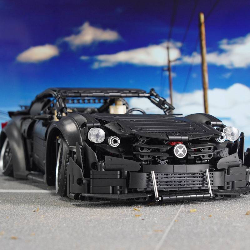 Black Warrior Sports Car C63 Racing Assembled Model Small Particle Building Blocks