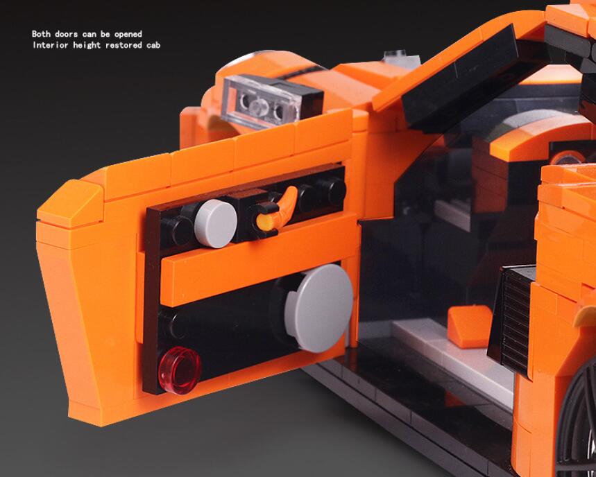 GT3-911 Orange Racing Car Brick Model with Rear Wing (1072 pcs)