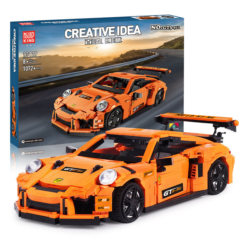 GT3-911 Orange Racing Car Brick Model with Rear Wing (1072 pcs)