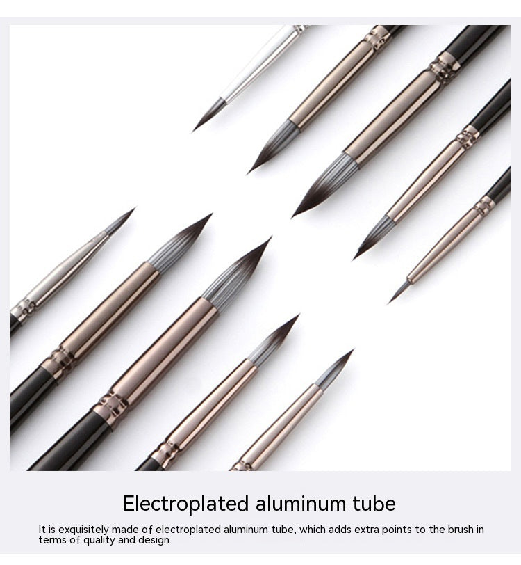 10-Piece Nylon Round Watercolor Brush Set with Wood Handles