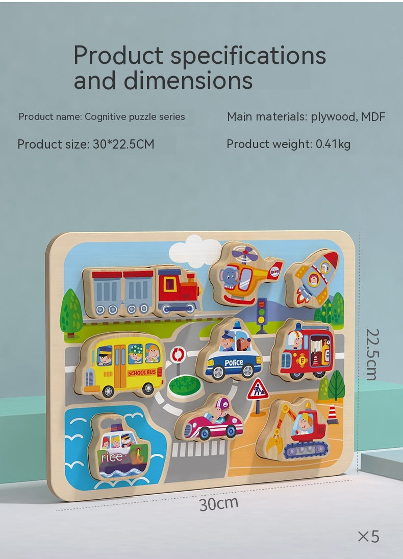 Macaron Wooden Alphabet, Number & Shape Puzzle Board (29.5×22 cm)