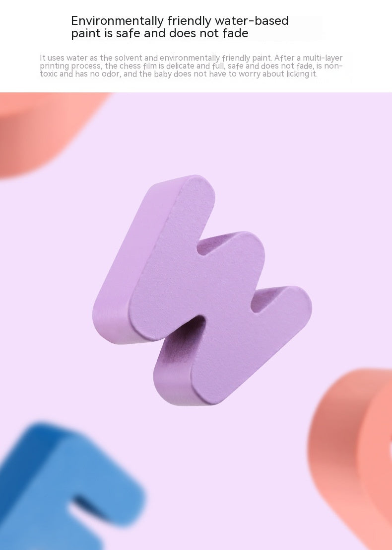 Macaron Wooden Alphabet, Number & Shape Puzzle Board (29.5×22 cm)