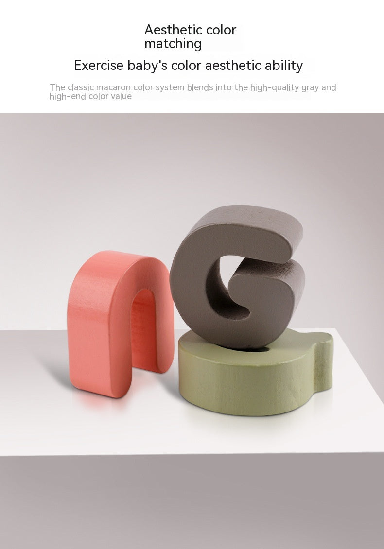 Macaron Wooden Alphabet, Number & Shape Puzzle Board (29.5×22 cm)