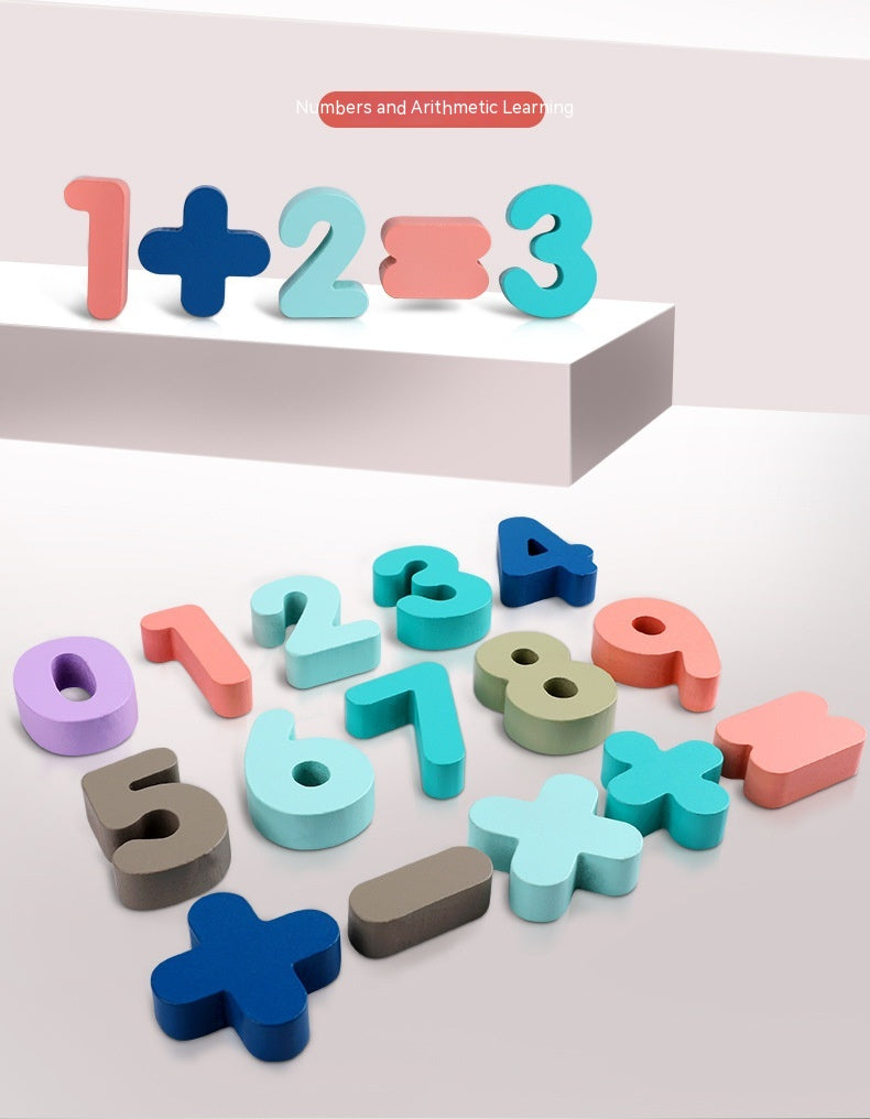 Macaron Wooden Alphabet, Number & Shape Puzzle Board (29.5×22 cm)