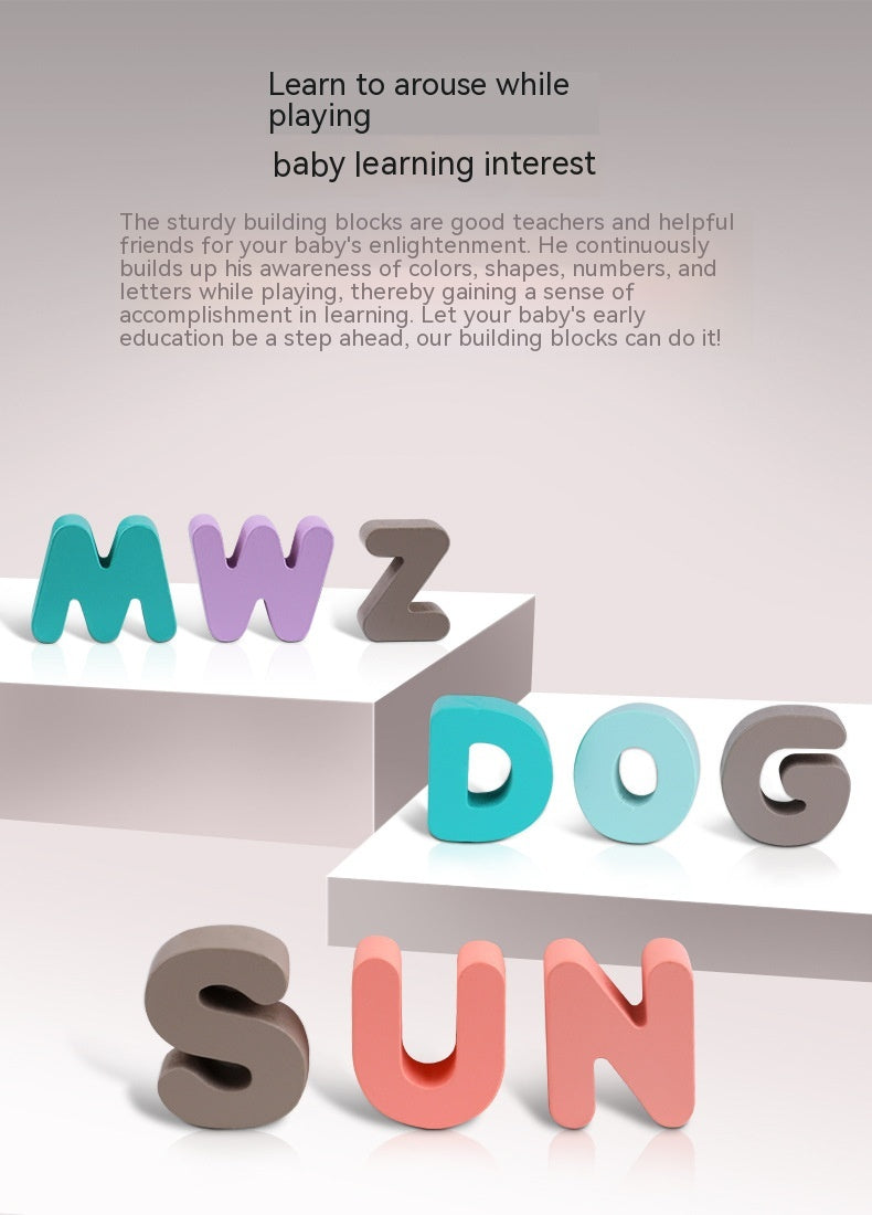 Macaron Wooden Alphabet, Number & Shape Puzzle Board (29.5×22 cm)