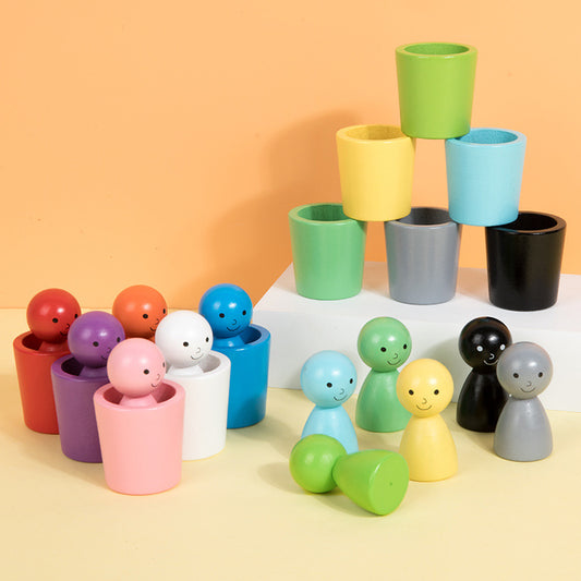 Montessori Color Sorting Cups with Peg People (12 Colors)