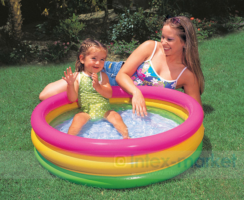 Fluorescent Three-Ring Baby Pool 86×25 cm with Soft Floor