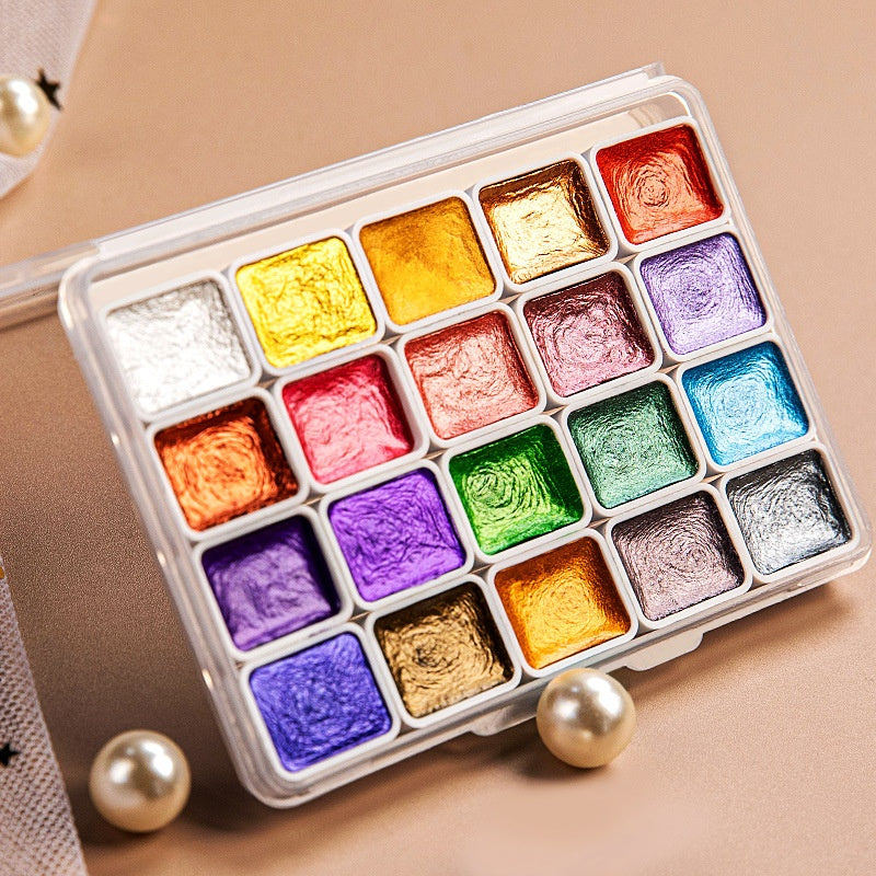 Pearlescent Watercolor Sets in Iron & Plastic Boxes (10–60 Colors)