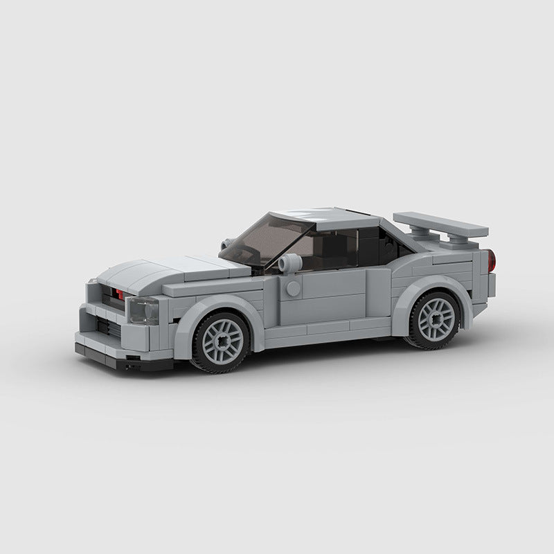R34 Skyline-Style Compact Sports Car Building Blocks, Grey