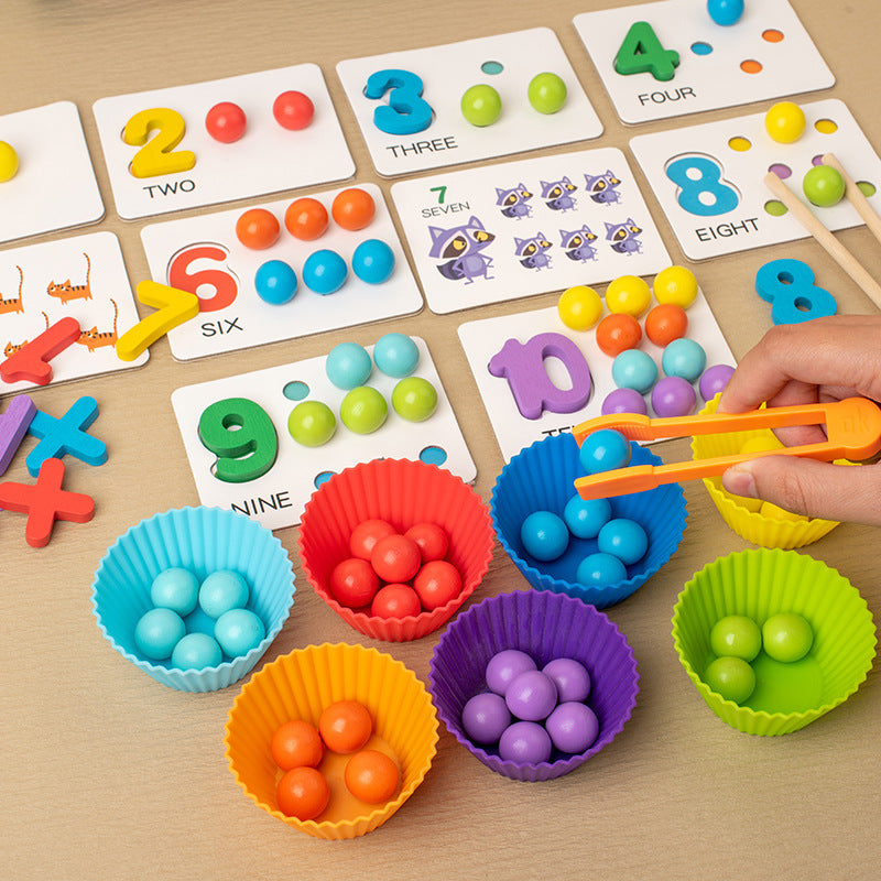 Montessori Counting Clip Beads Game with Number Cards