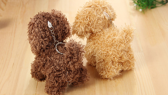 Mini Teddy Dog Plush Keychain Pendant, 10 cm
