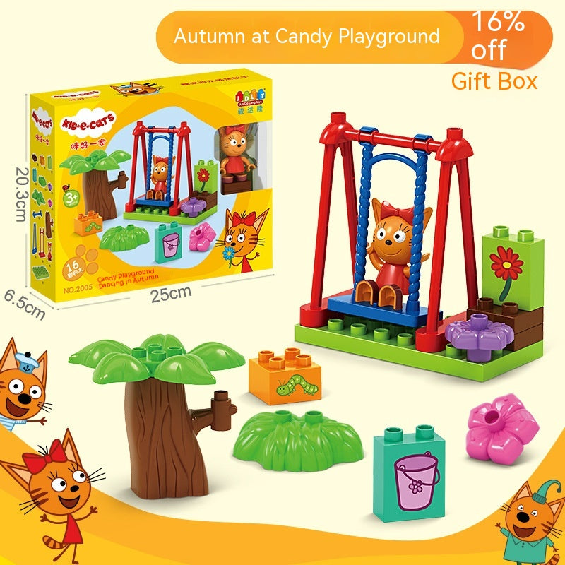 Kitty Playground Building Blocks Playhouse Sets for Kids