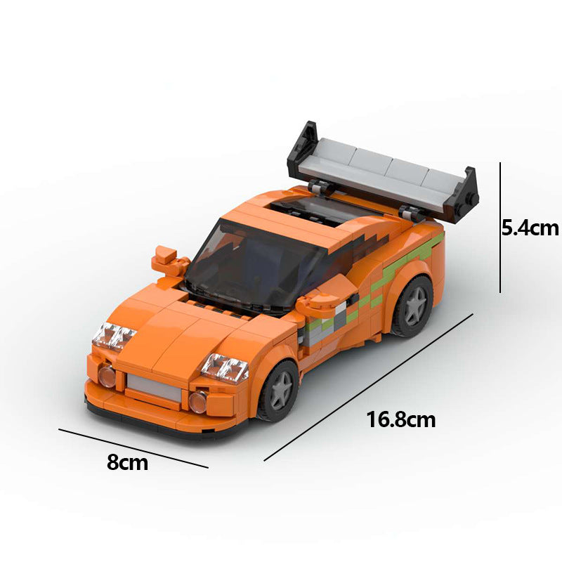 MK4 Supra-Style Speed Series Sports Car Building Blocks, Orange or Black