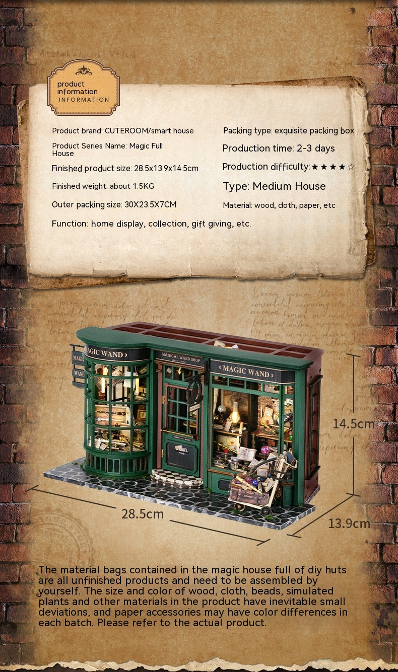 Magic Street Book Nook DIY Wooden Miniature House Kit (LED)