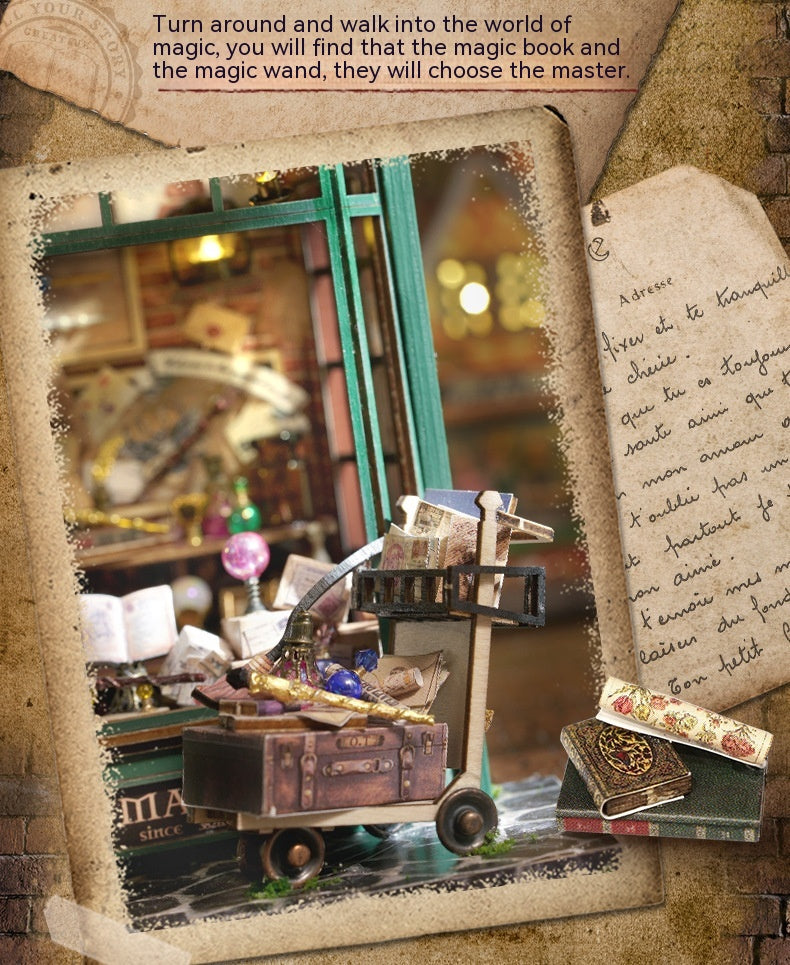 Magic Street Book Nook DIY Wooden Miniature House Kit (LED)