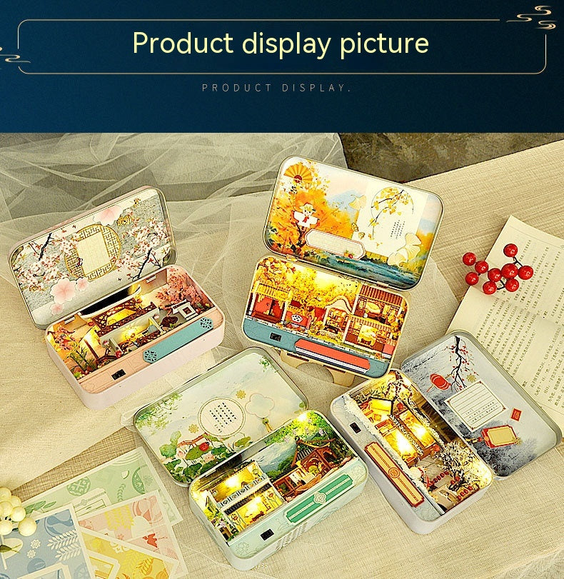 Handmade Model Toy Diy Iron Box With Light Doll House