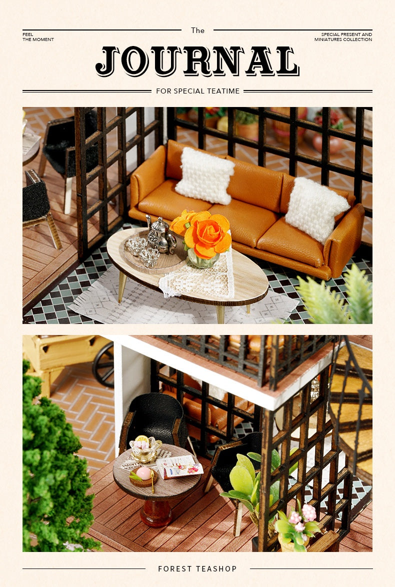 3D DIY Miniature Tea House – Wooden Handmade Model with LED