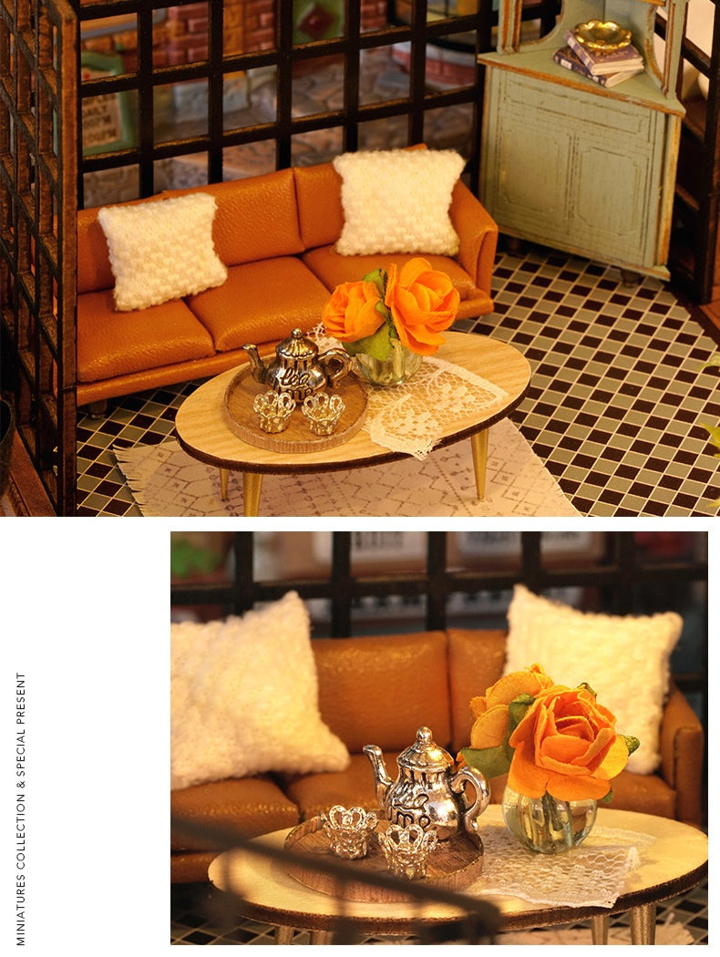 3D DIY Miniature Tea House – Wooden Handmade Model with LED