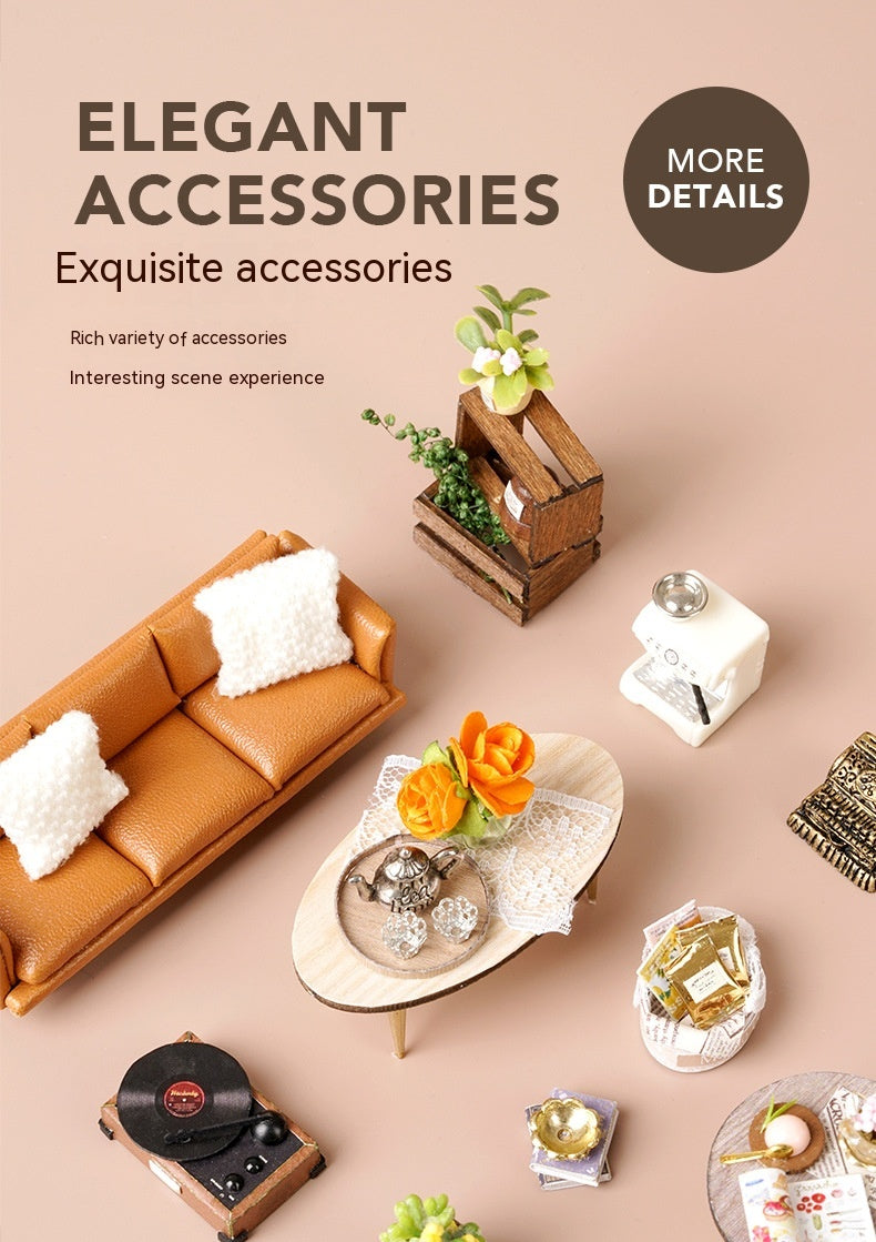 3D DIY Miniature Tea House – Wooden Handmade Model with LED