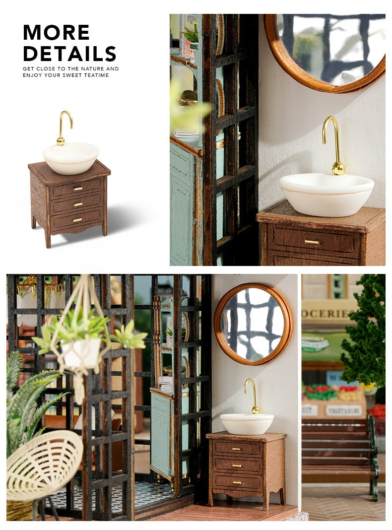 3D DIY Miniature Tea House – Wooden Handmade Model with LED