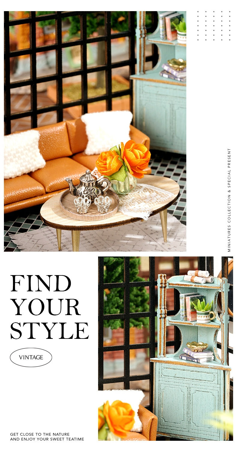 3D DIY Miniature Tea House – Wooden Handmade Model with LED