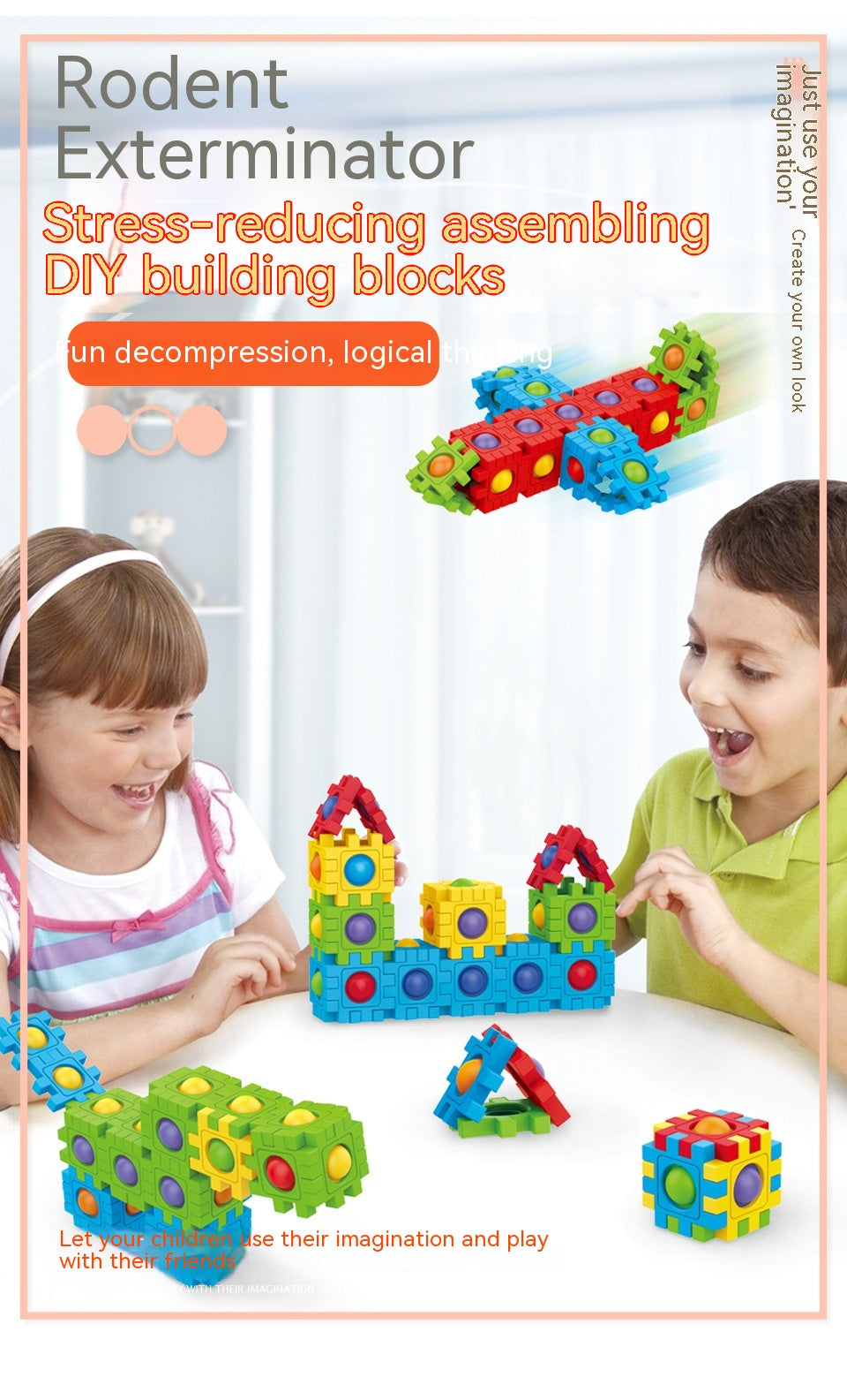 Press-and-Build Bubble Blocks — 48-Piece 3D Construction Set