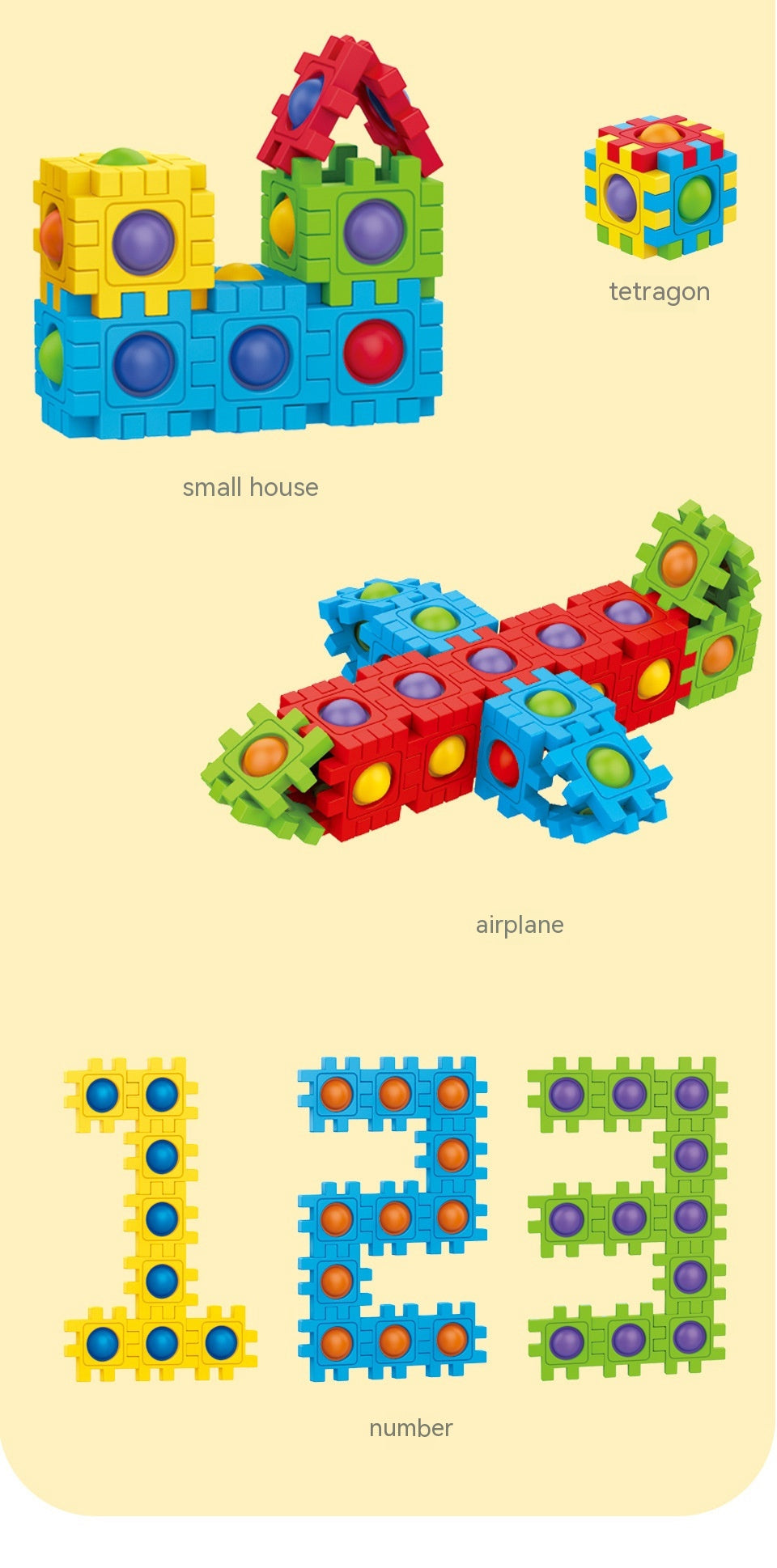 Press-and-Build Bubble Blocks — 48-Piece 3D Construction Set