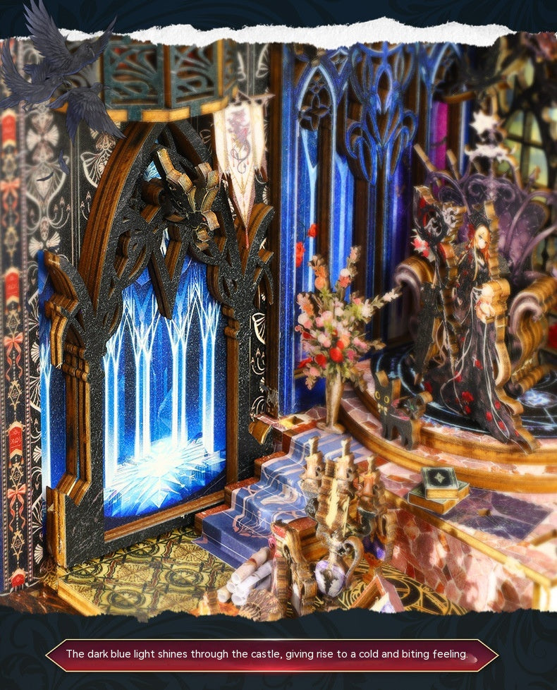 Quiet Night Rules Gothic Book Nook DIY Wooden 3D Kit with LED