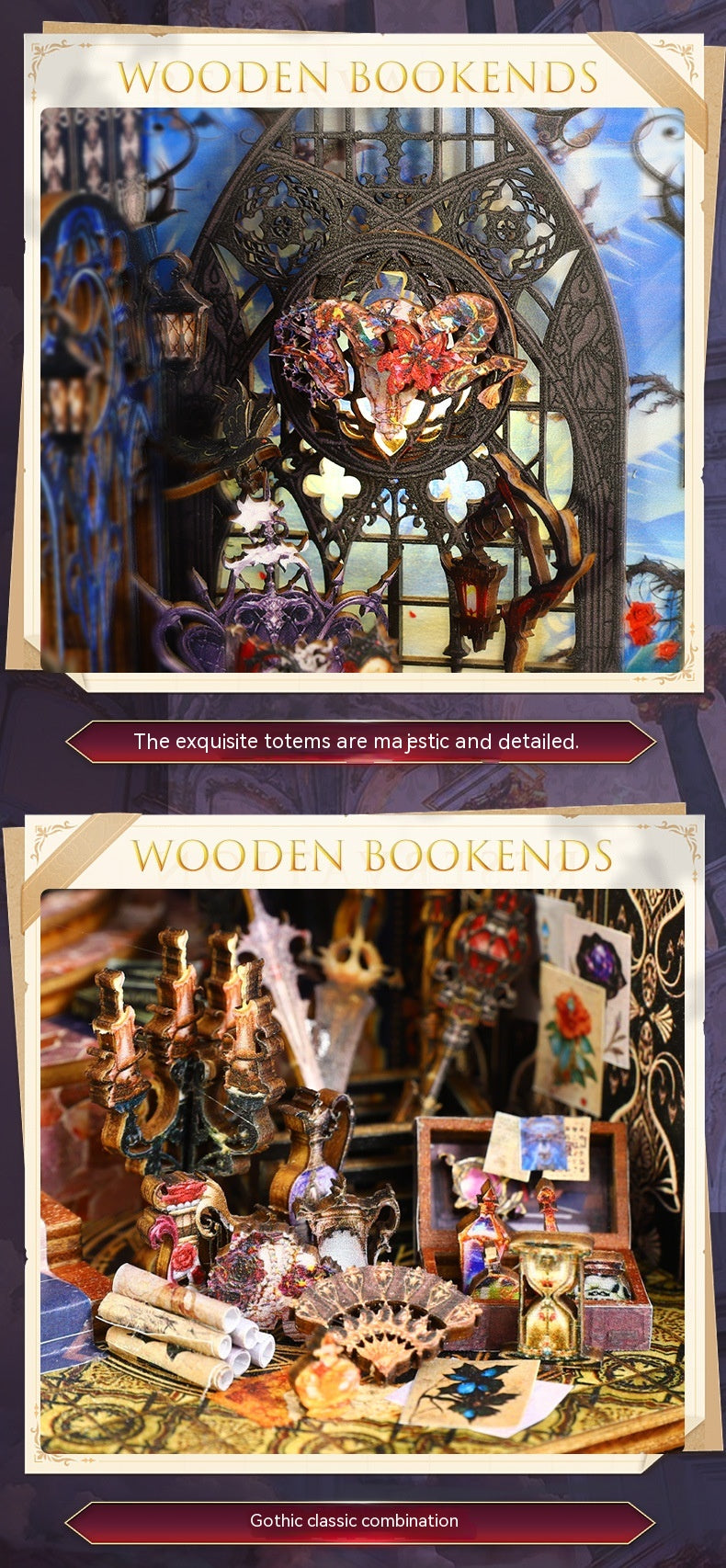 Quiet Night Rules Gothic Book Nook DIY Wooden 3D Kit with LED