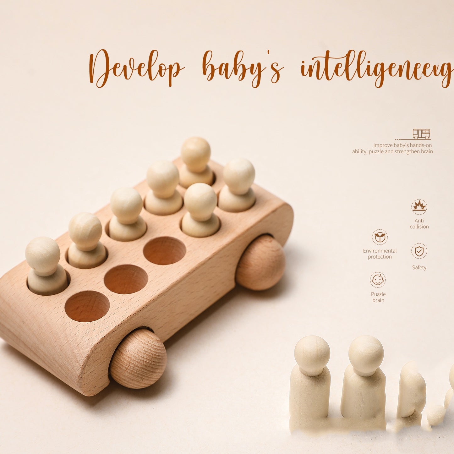 Wooden Shape Sorter Pull Cart & Stacking Set – Montessori Learning Toys