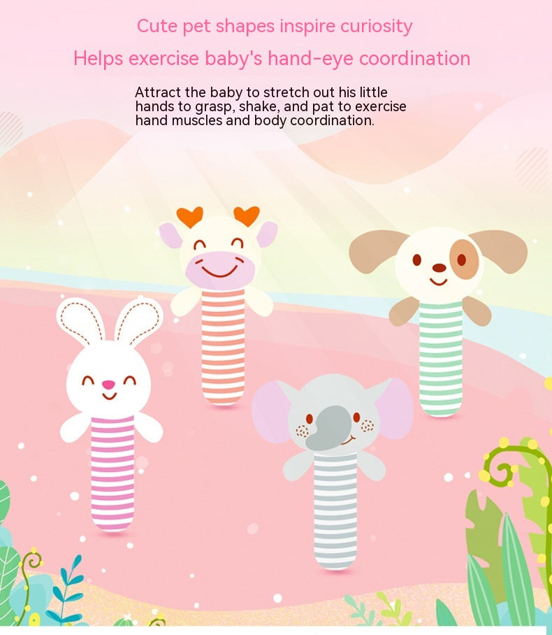 Plush Animal Stick Rattle for Babies - Elephant Dog Rabbit Deer
