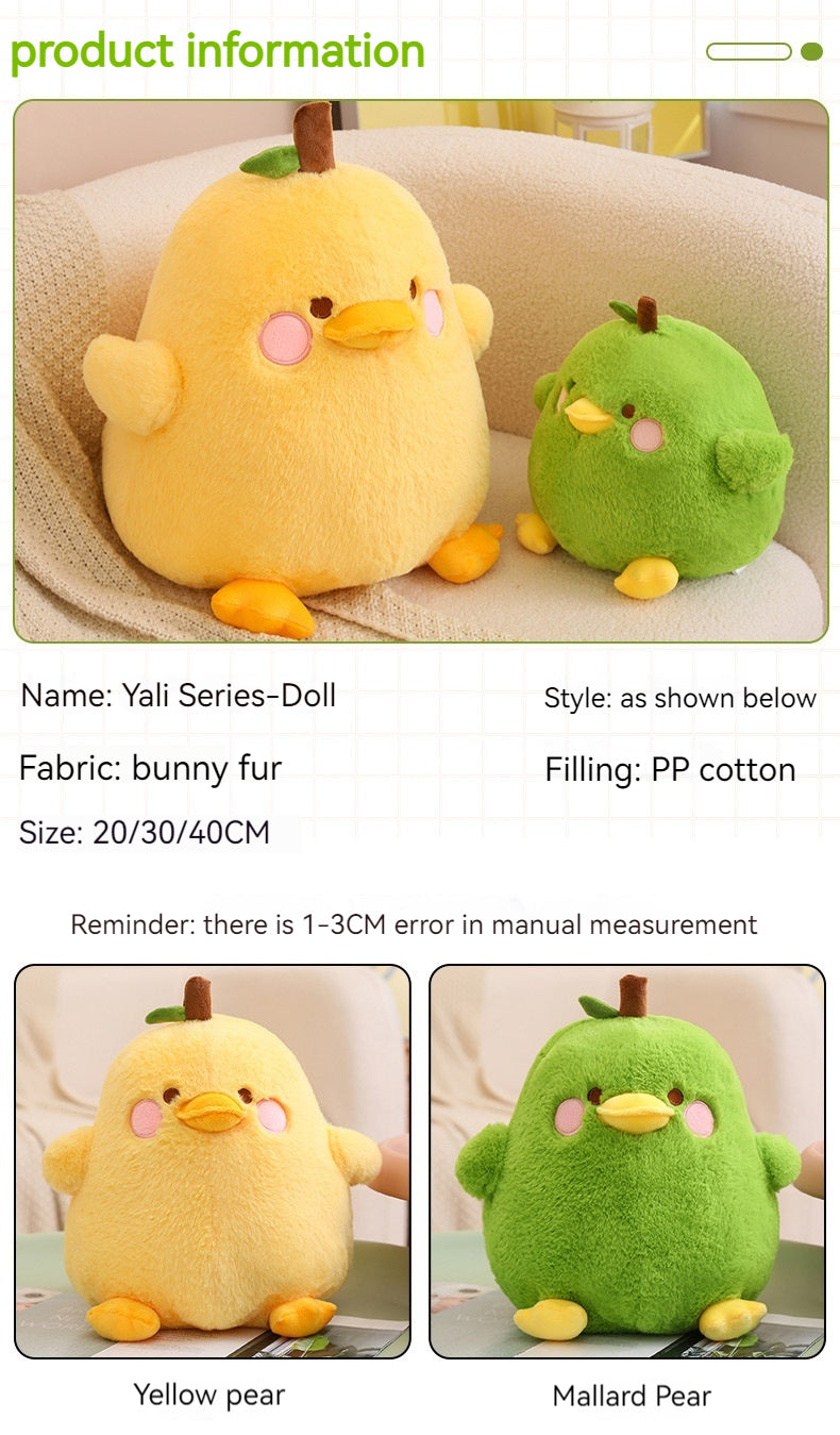 Pear Duck Plush – Cute Fruit Sleep Hug Pillow (20/30/40 cm)