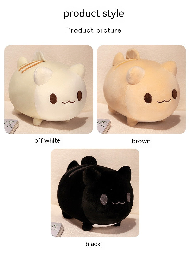 Cartoon Fishtail Cat Plush Toy, Cream Brown Black, 20×25 and 25×30 cm