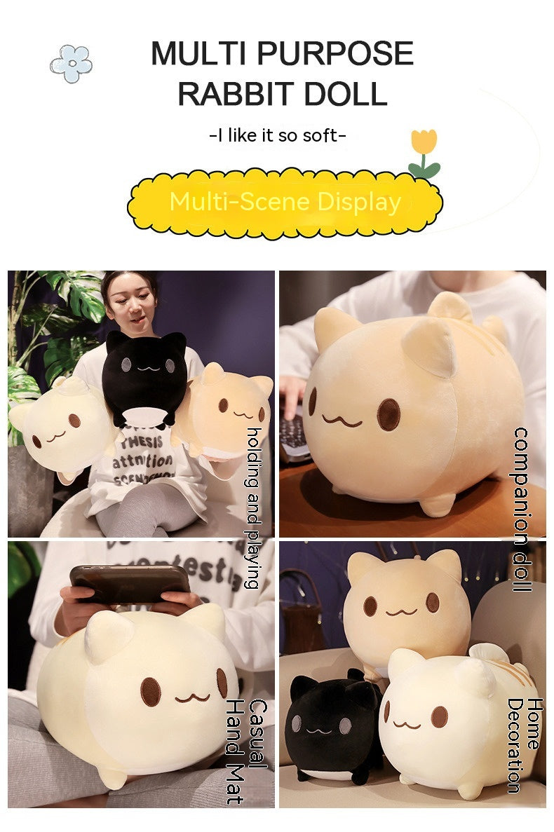 Cartoon Fishtail Cat Plush Toy, Cream Brown Black, 20×25 and 25×30 cm