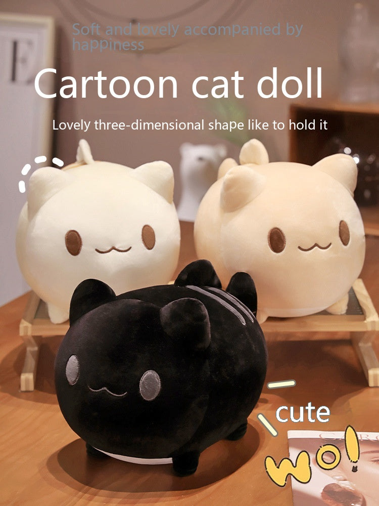 Cartoon Fishtail Cat Plush Toy, Cream Brown Black, 20×25 and 25×30 cm