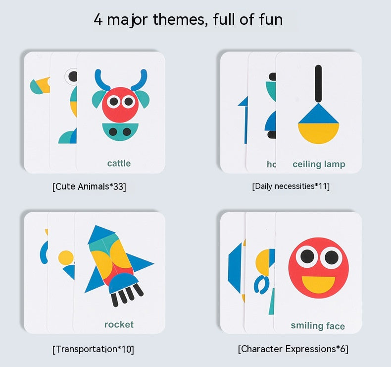 Shapes Puzzle Tin Set for Kids - Create With Color & Shape Cards