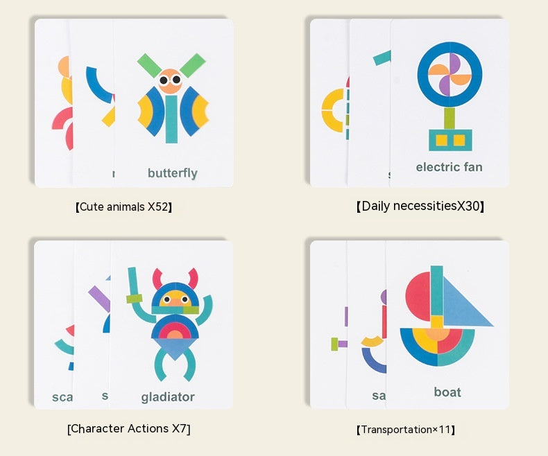 Shapes Puzzle Tin Set for Kids - Create With Color & Shape Cards