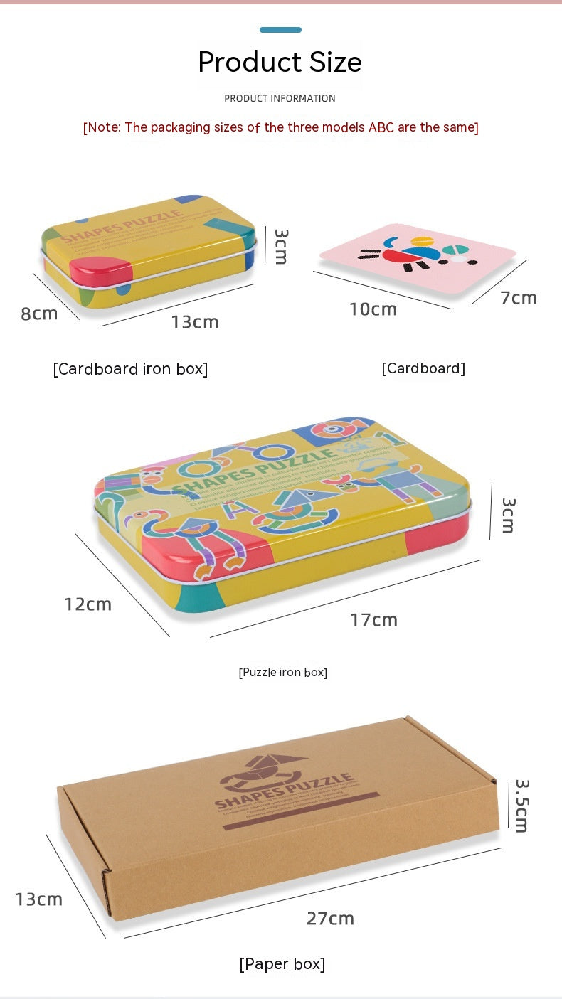 Shapes Puzzle Tin Set for Kids - Create With Color & Shape Cards