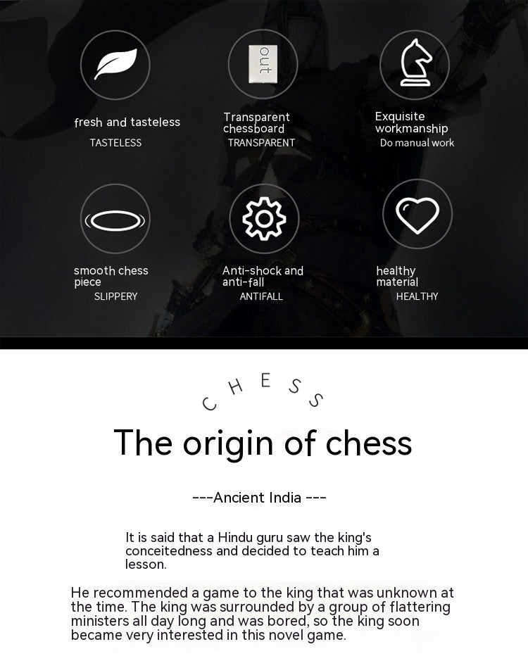 Crystal Glass Chess Set 25×25 cm with Frosted and Clear Pieces