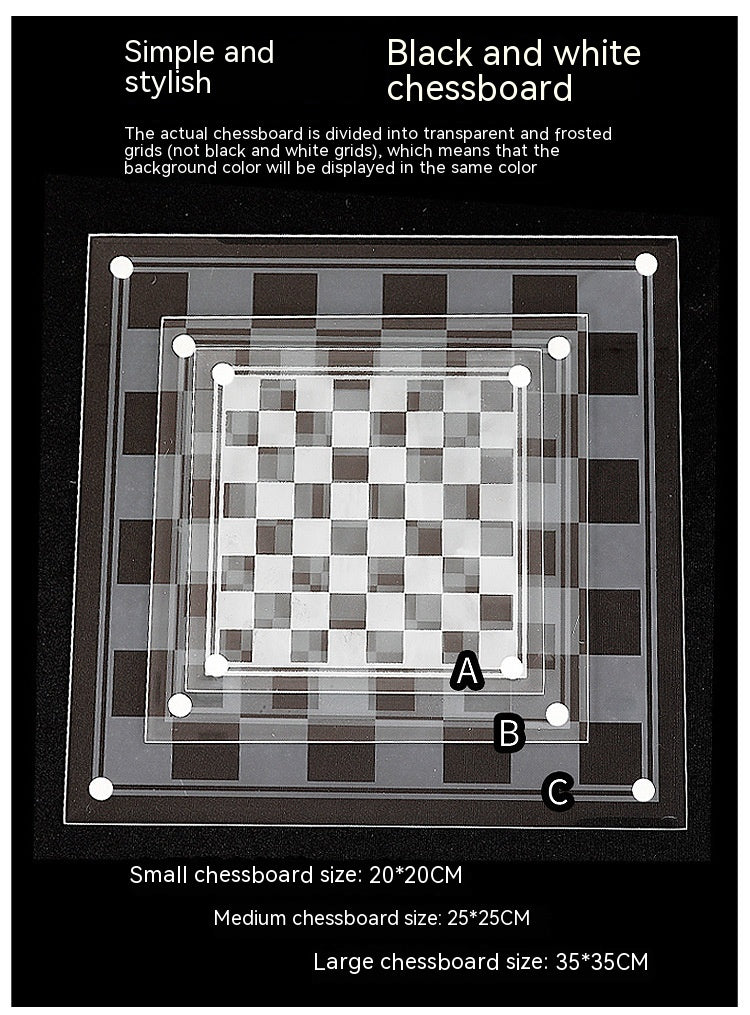Crystal Glass Chess Set 25×25 cm with Frosted and Clear Pieces