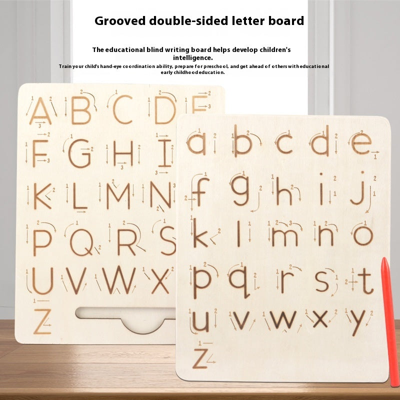 Wooden Groove Tracing Board for Kids – Numbers, Letters & Shapes